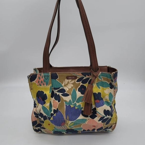 Relic You Are My Sunshine Shoulder Bag Tote Purse Fun Colors Floral Tan Tassell - Picture 1 of 15